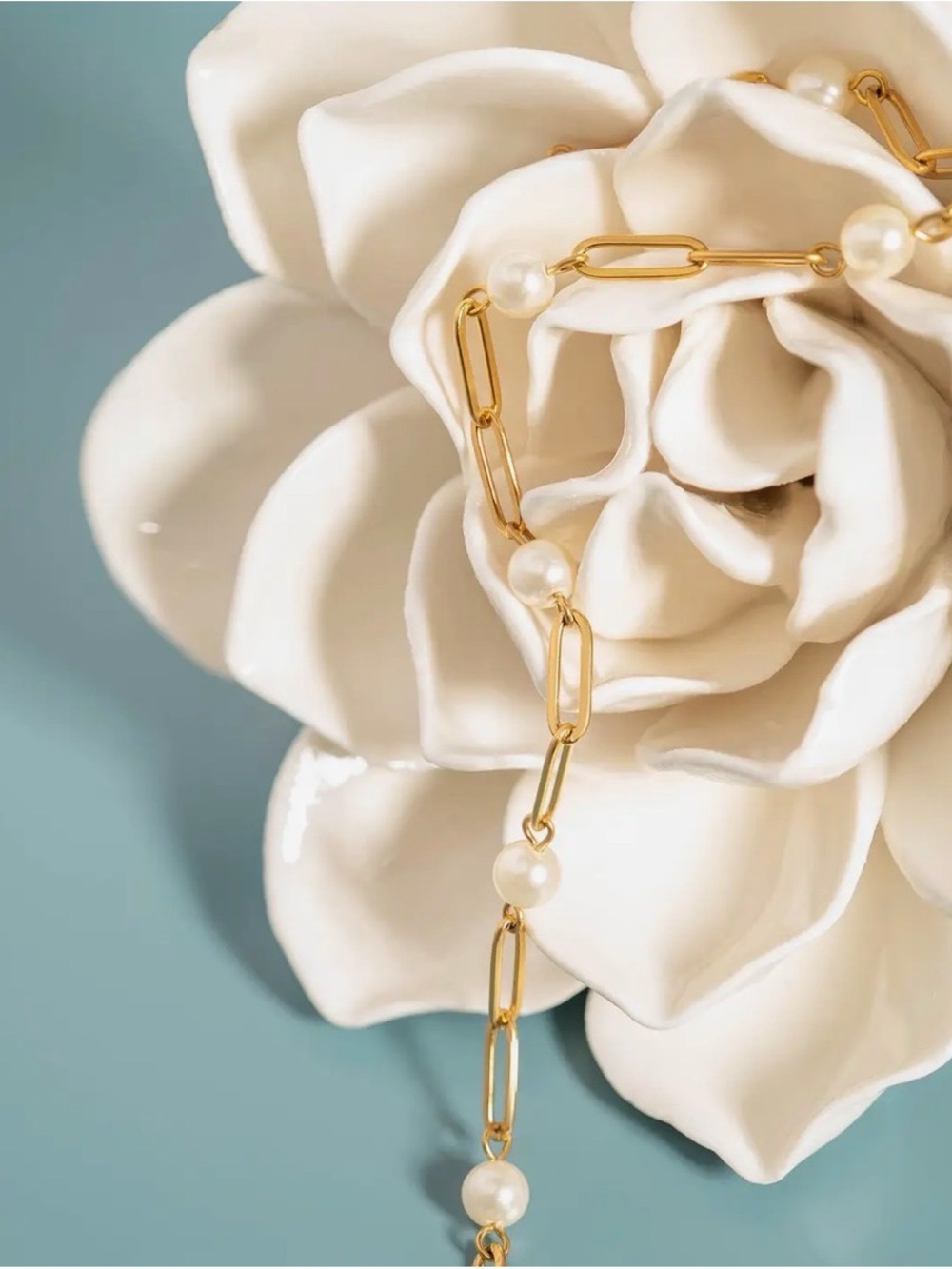 Gold Pearl Link Bracelet - Women Jewelry - Picture 3 of 3